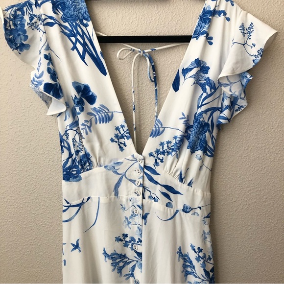 Lulus Botanical Bliss White Floral Print Flutter Sleeve Maxi Dress - Picture 6 of 10